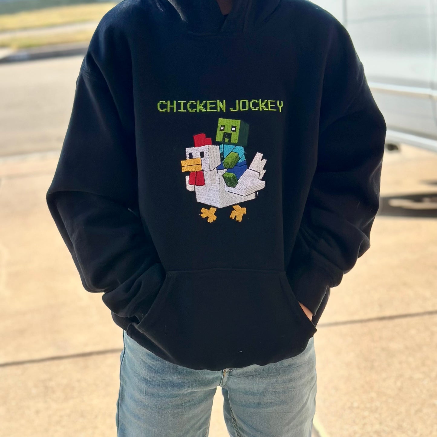 Chicken Jockey Embroidered Hoodie Youth Sizes