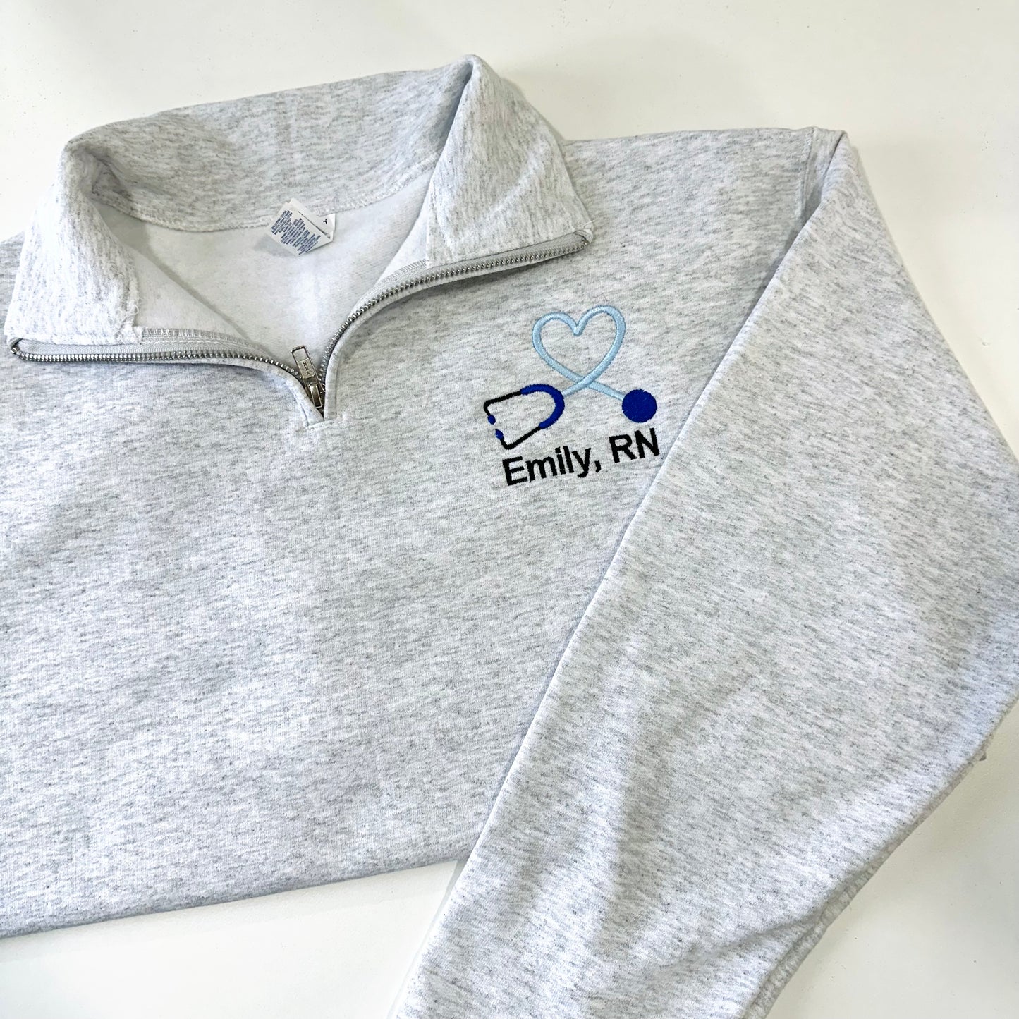 Nurse Personalized with Name Quarter Zip Pullover Embroidered