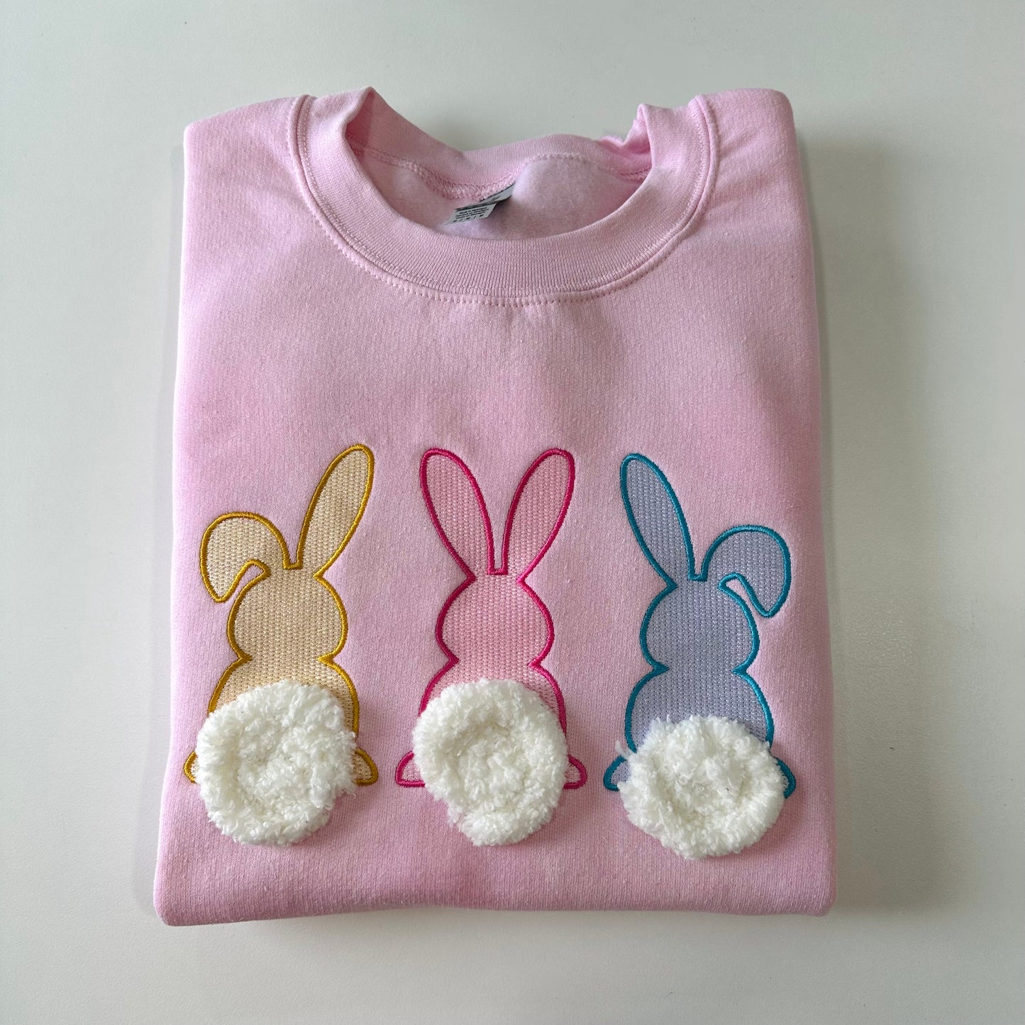 Easter Bunnies Fluffy Tails Embroidered T-Shirt