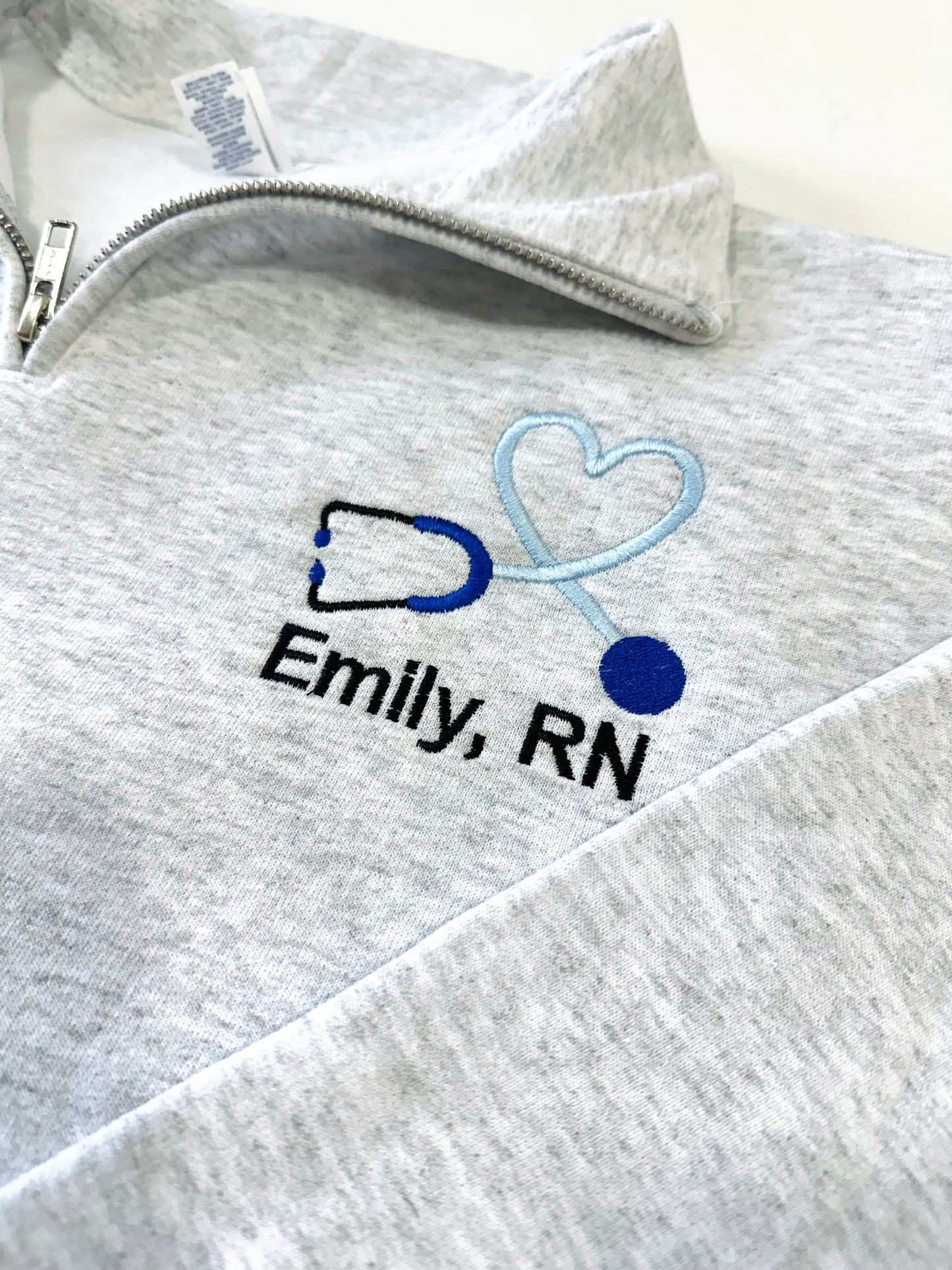 Nurse Personalized with Name Quarter Zip Pullover Embroidered