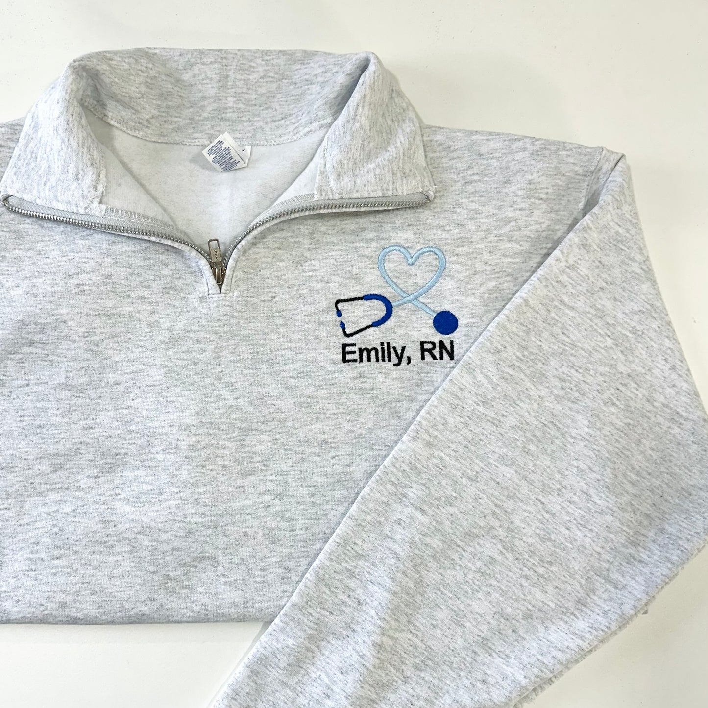 Nurse Personalized with Name Quarter Zip Pullover Embroidered