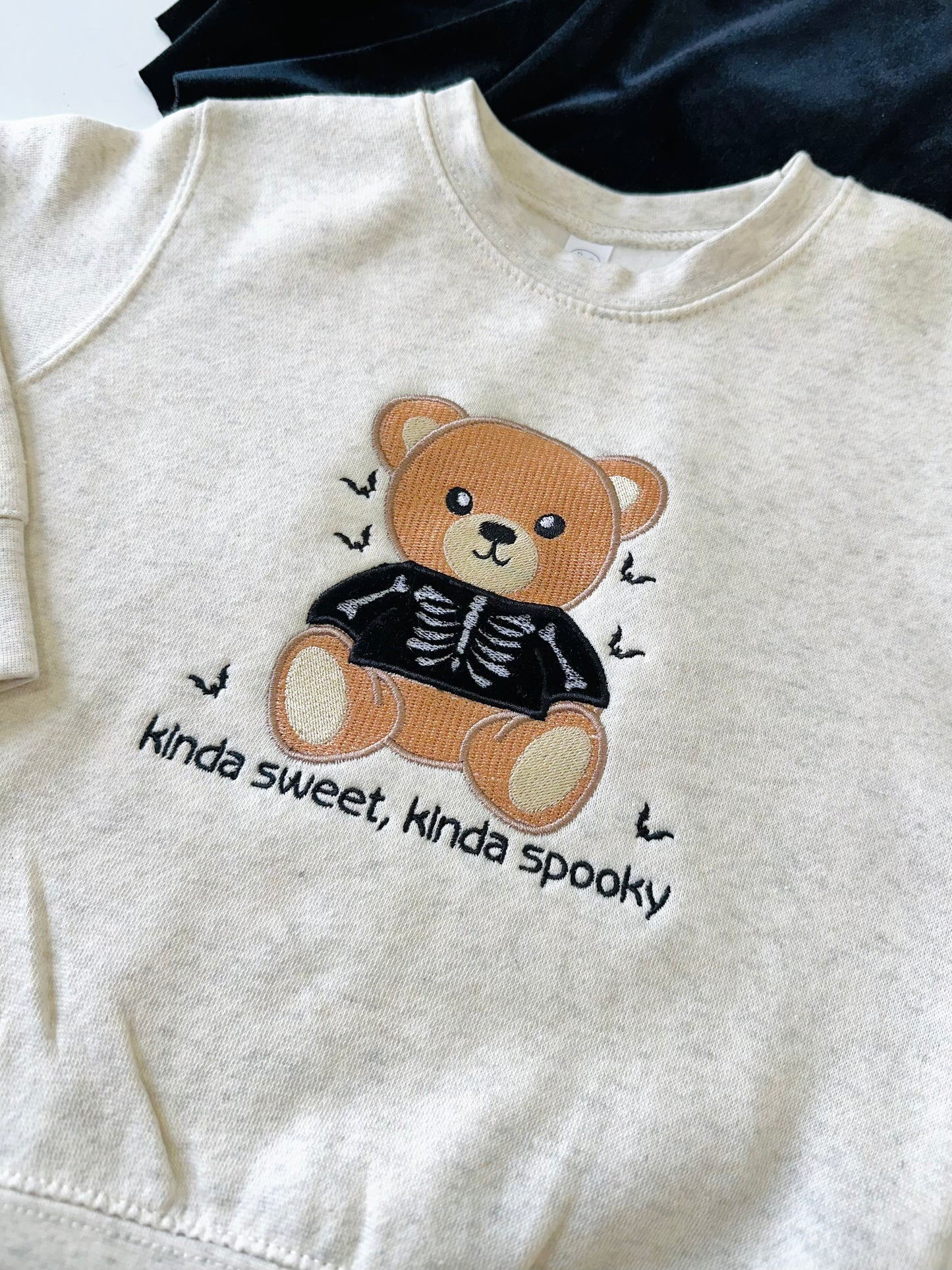 Mini & Me Bones Teddy Embroidered Toddler Sweatshirt