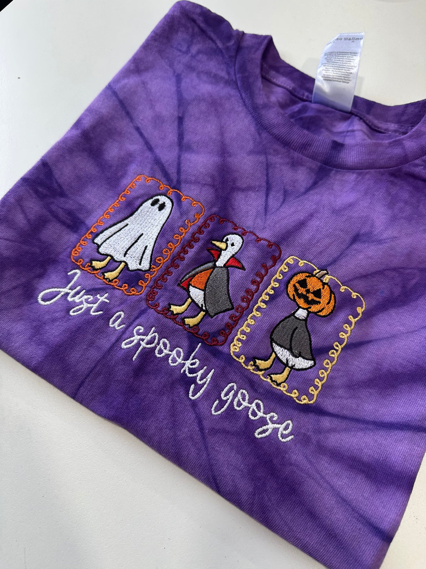 Just A Spooky Goose Embroidered Tshirt
