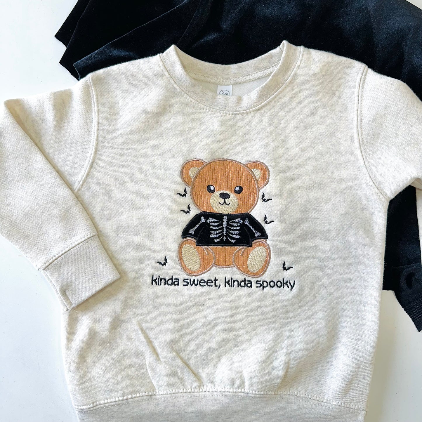 Mini & Me Bones Teddy Embroidered Toddler Sweatshirt