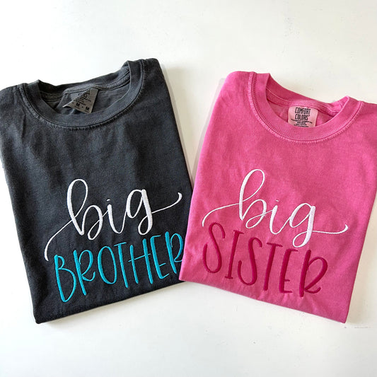 Big Brother & Big Sister Embroidered Tshirt YOUTH SIZE