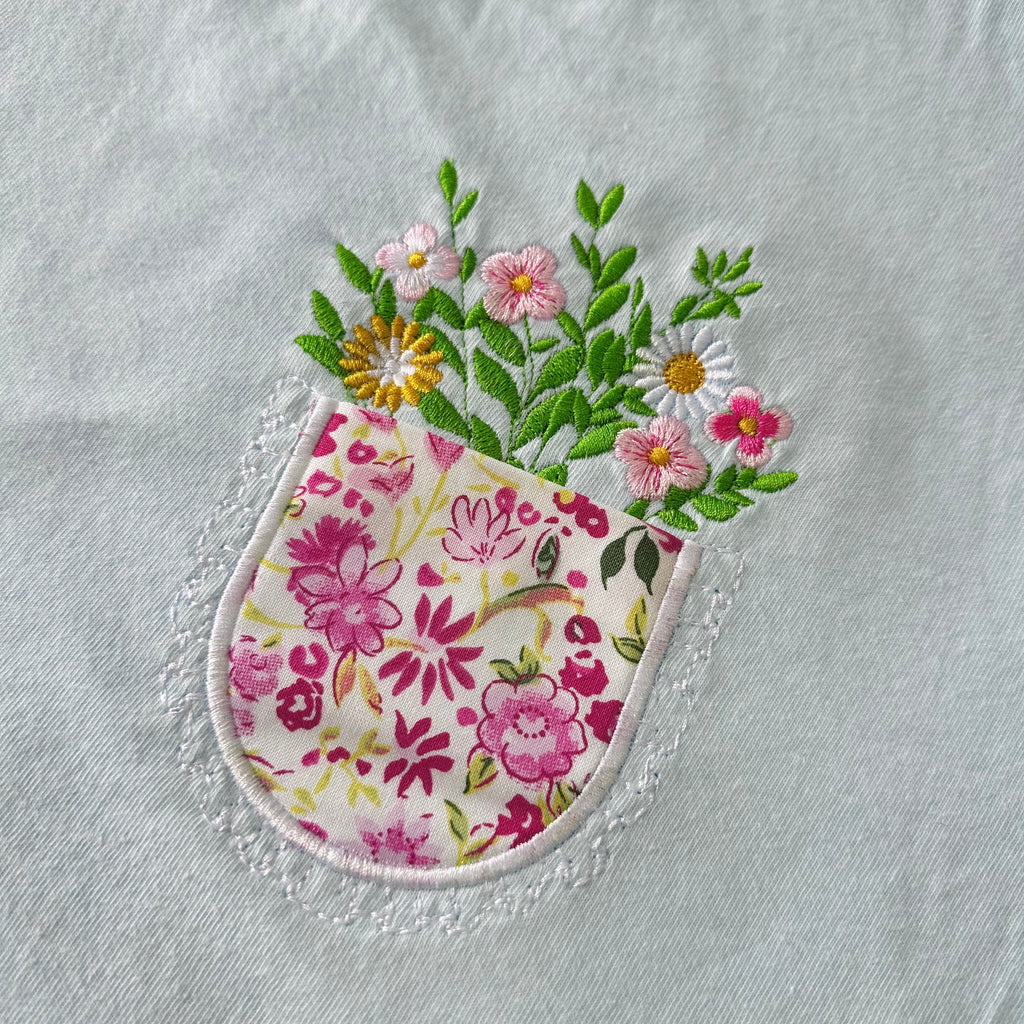 Floral Embroidered Pocket T-Shirt