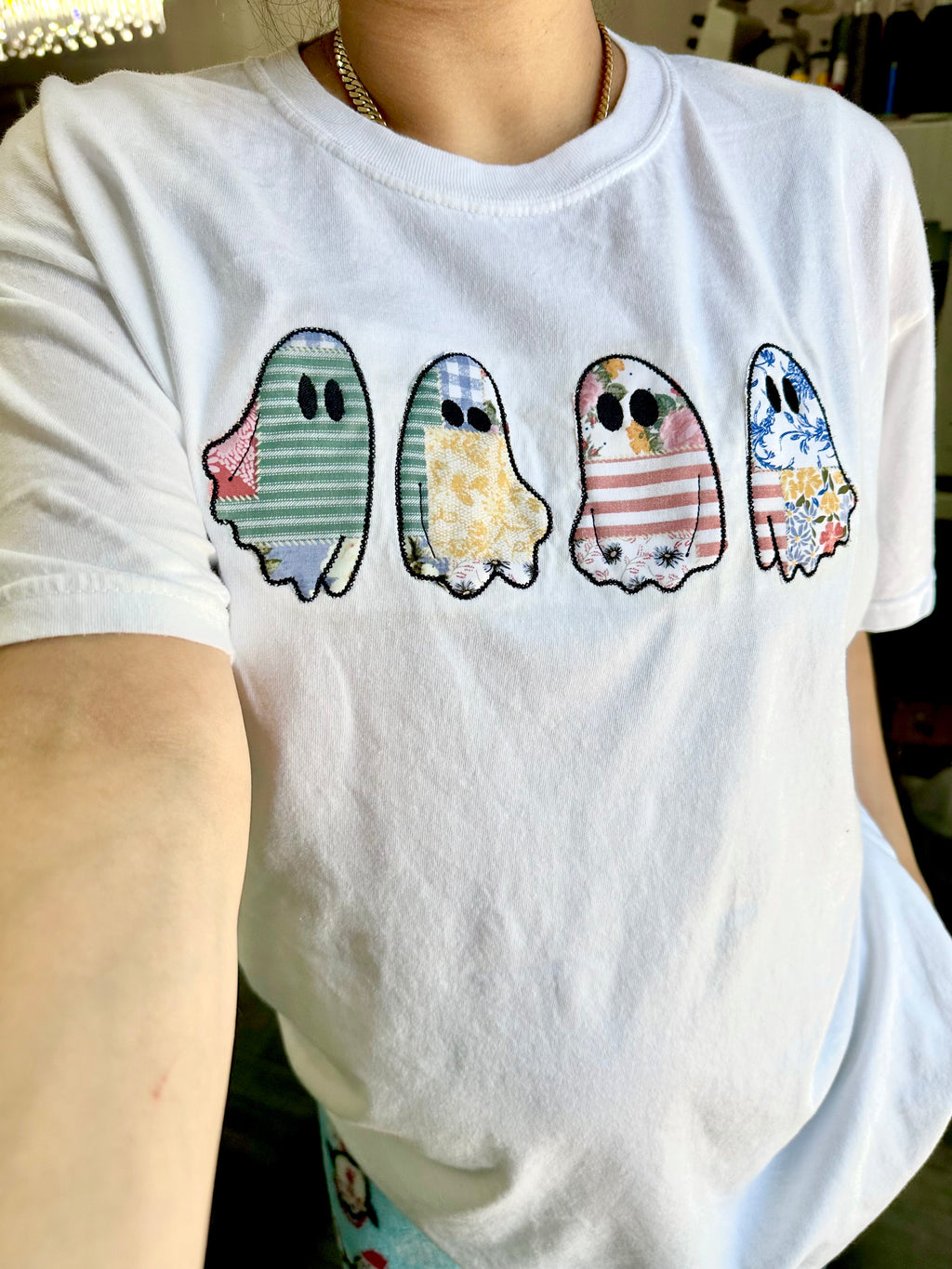 Halloween Ghosts Embroidered T-shirt