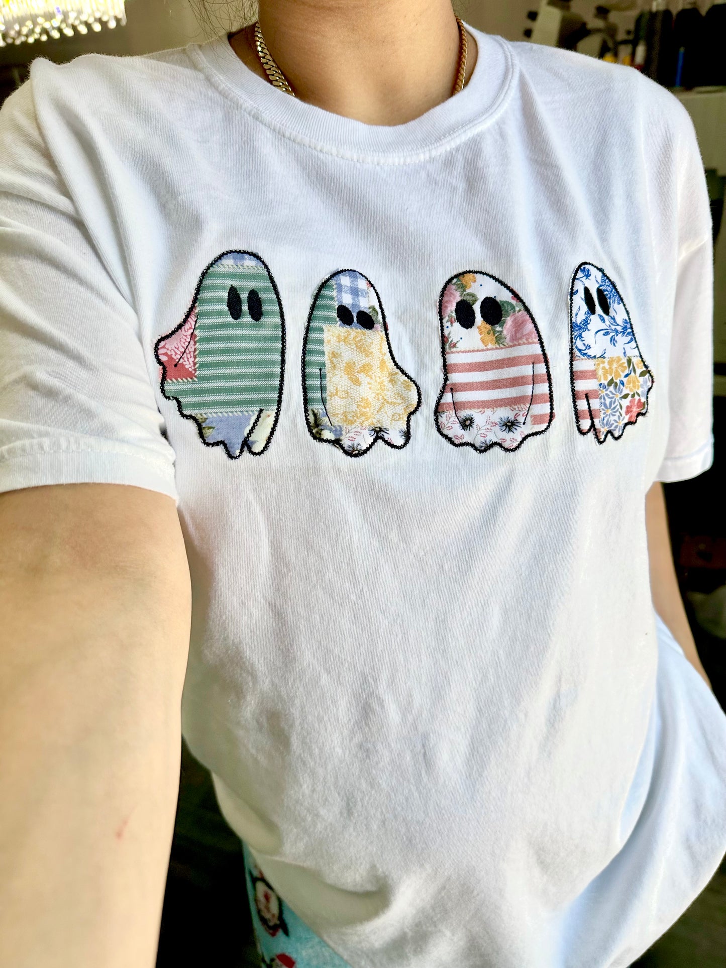 Halloween Ghosts Embroidered T-shirt
