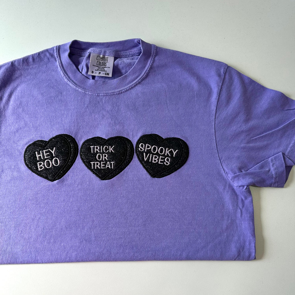 Halloween Hearts Embroidered T-Shirt