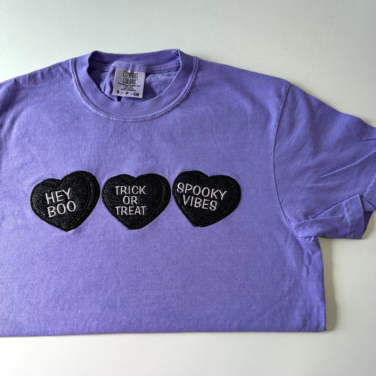 Halloween Hearts Embroidered T-Shirt