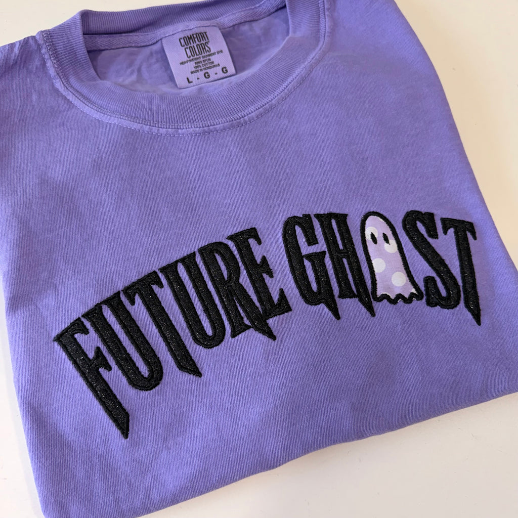 Future Ghost Embroidered Tshirt Spooky Halloween Summerween