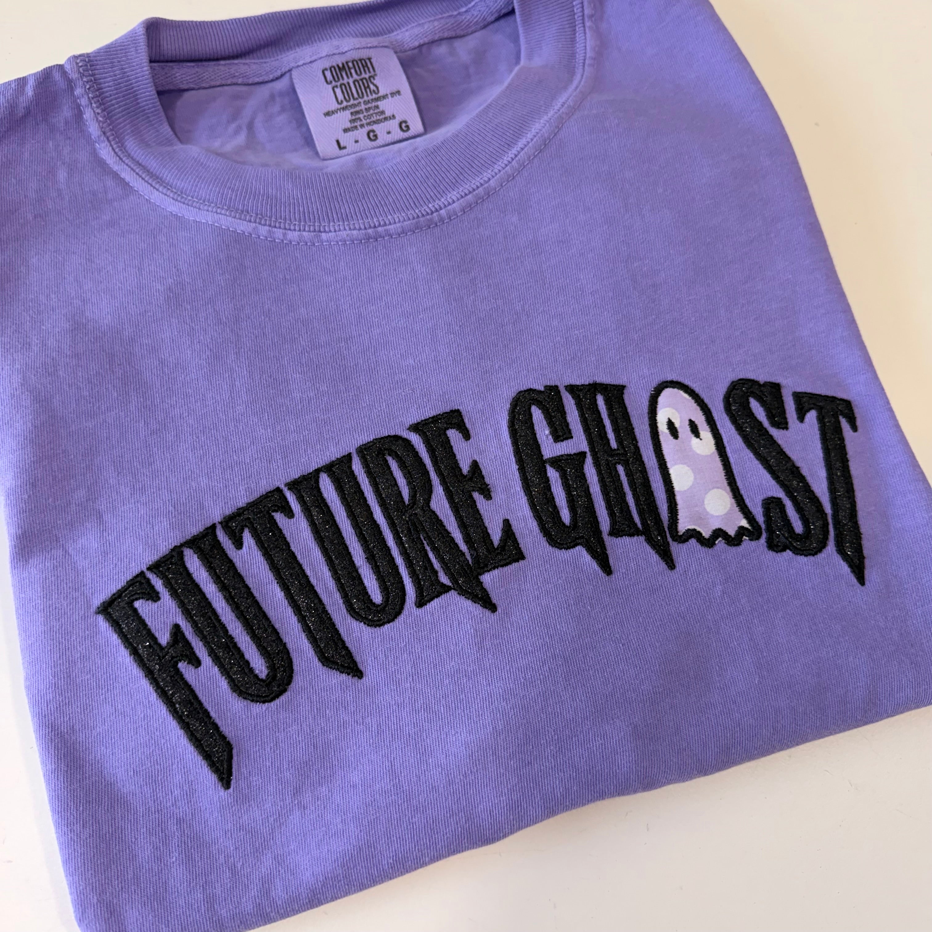 Future Ghost Embroidered Tshirt Spooky Halloween Summerween