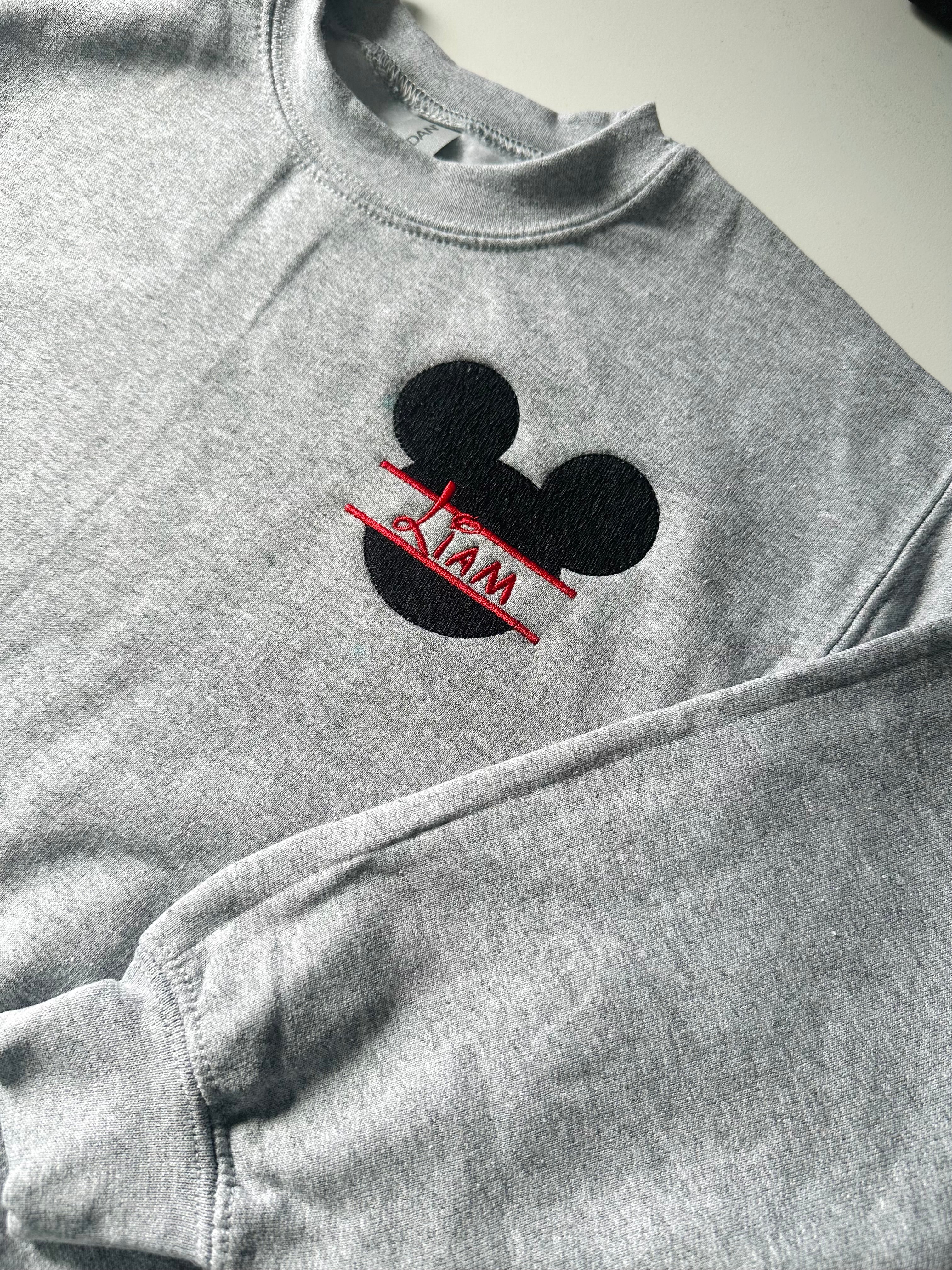 Personalized Mouse Embroidered Sweatshirt Toddler & Youth Sizes Custom Name