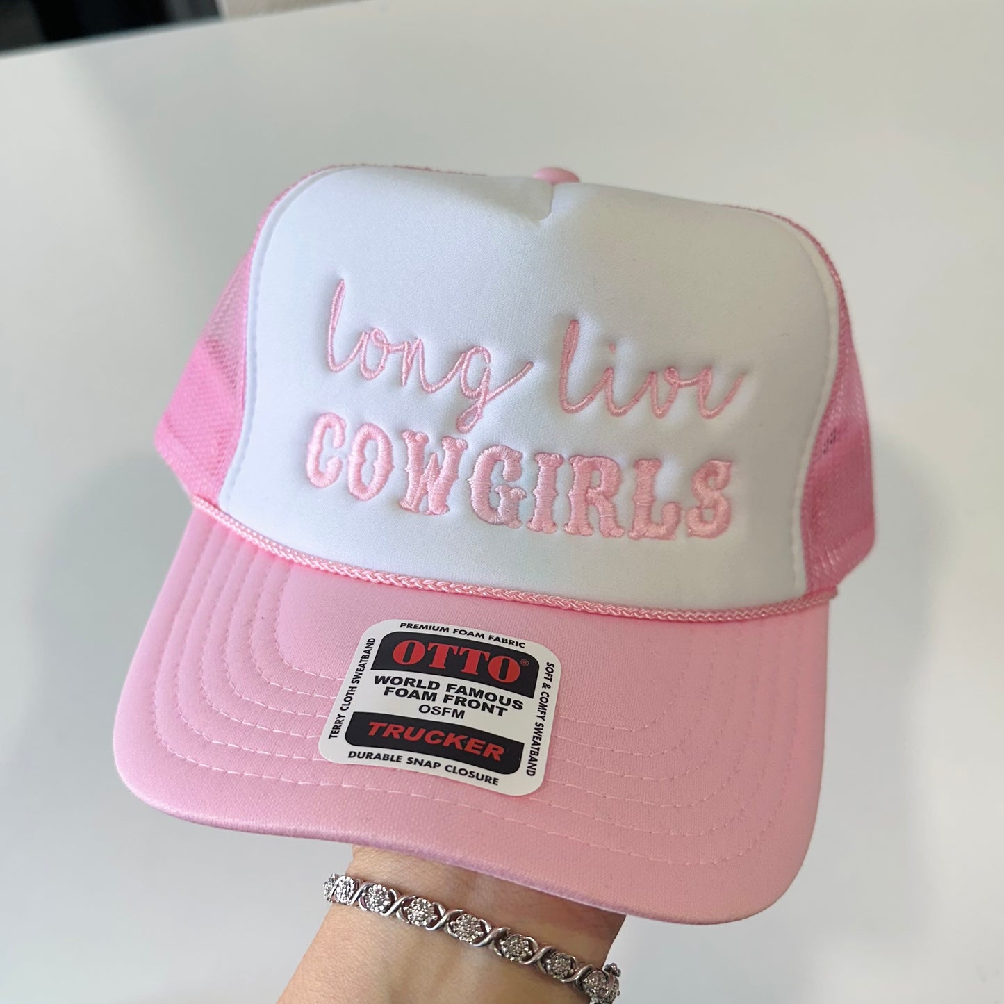 Embroidered Foam Trucker Hats Long Live Cowgirls, Road Trip, Margs