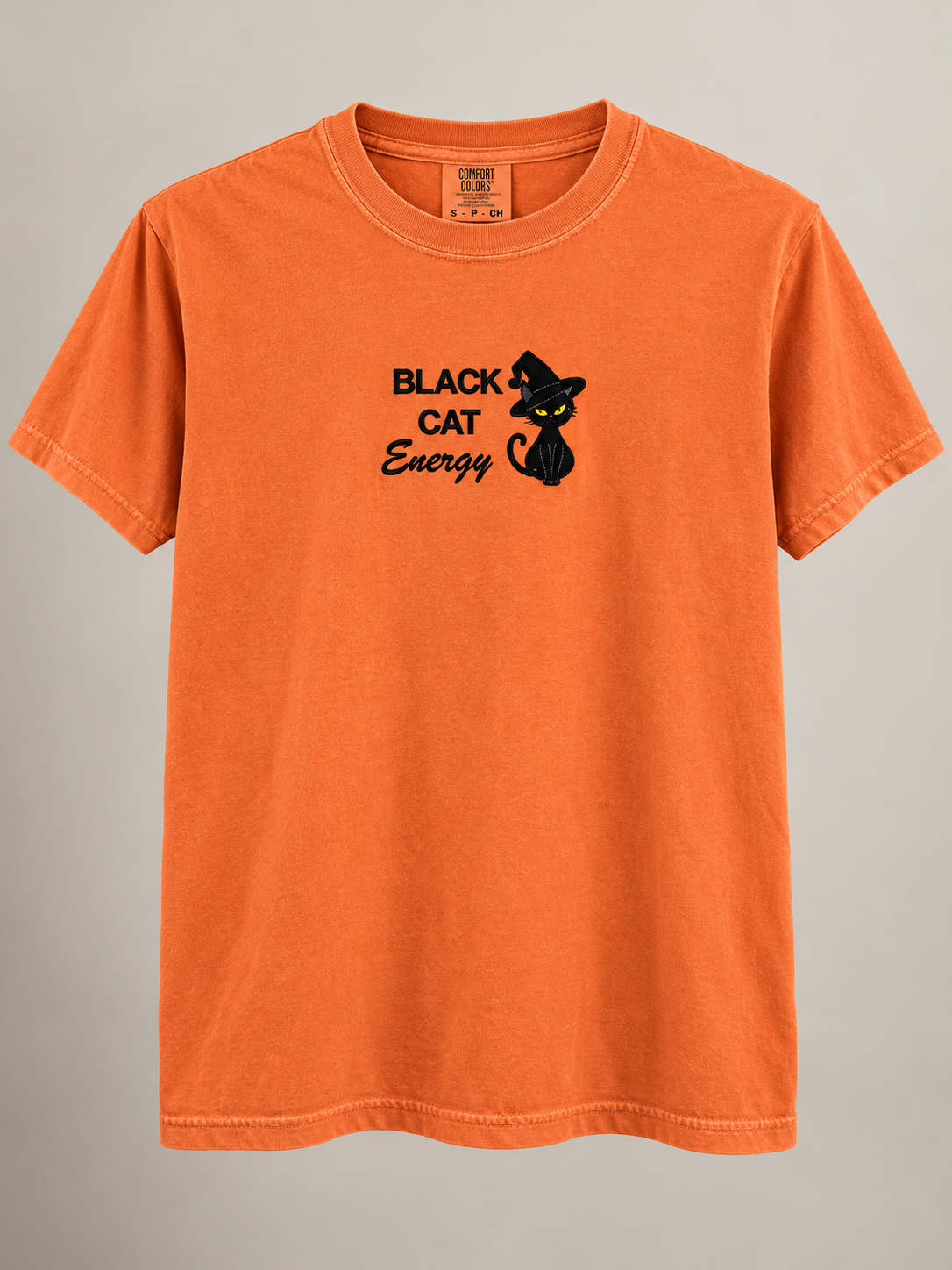 Black Cat Energy Embroidered T-shirt