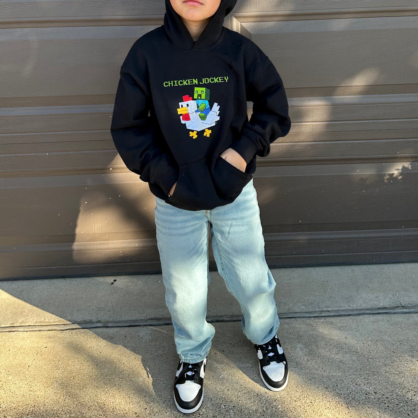 Chicken Jockey Embroidered Hoodie Youth Sizes