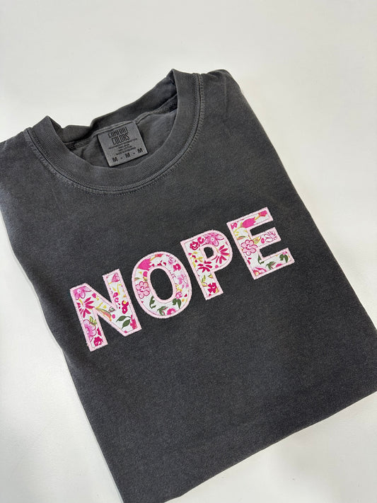 NOPE Floral Embroidered T-Shirt