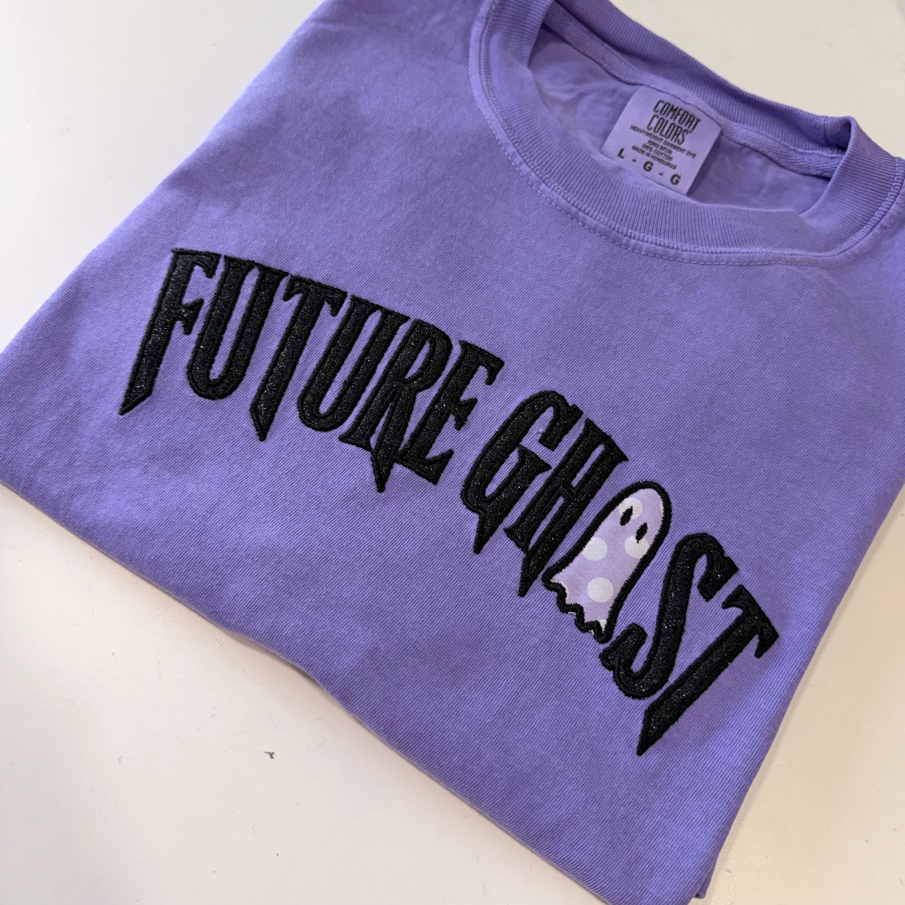 Future Ghost Embroidered Tshirt Spooky Halloween Summerween