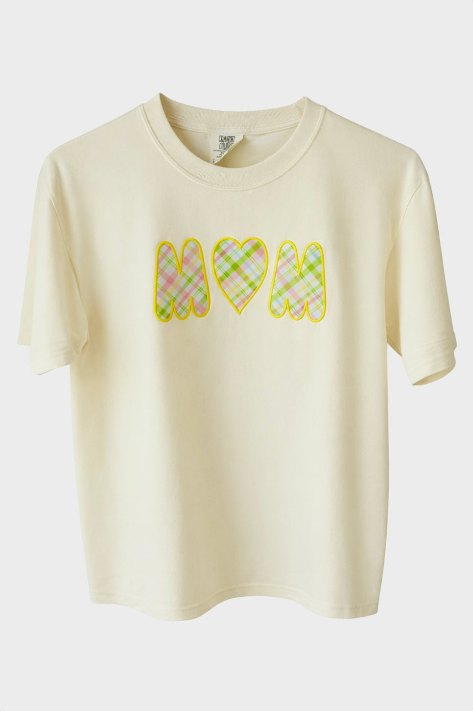 Mom Heart Easter Embroidered Tshirt