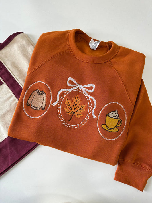 Cozy Mirrors Autumn Fall Embroidered Bella Canvas Sweatshirt
