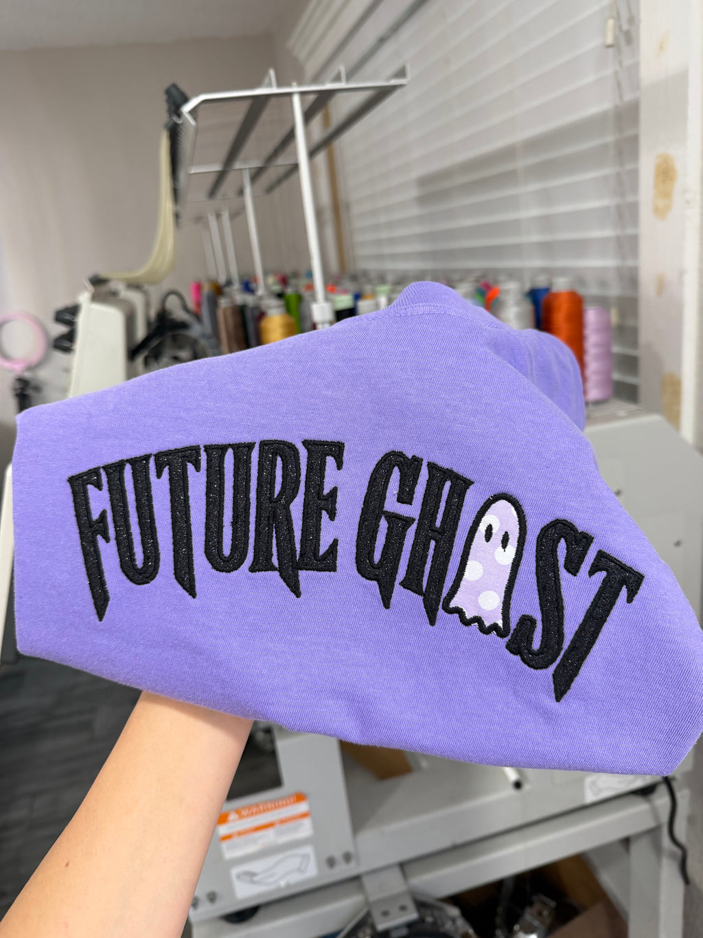 Future Ghost Embroidered Tshirt Spooky Halloween Summerween