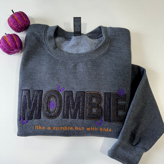 Zombie Mom Mombie Halloween Embroidered Sweatshirt