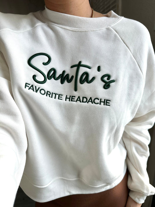Santas Favorite Headache Embroidered Cropped Top