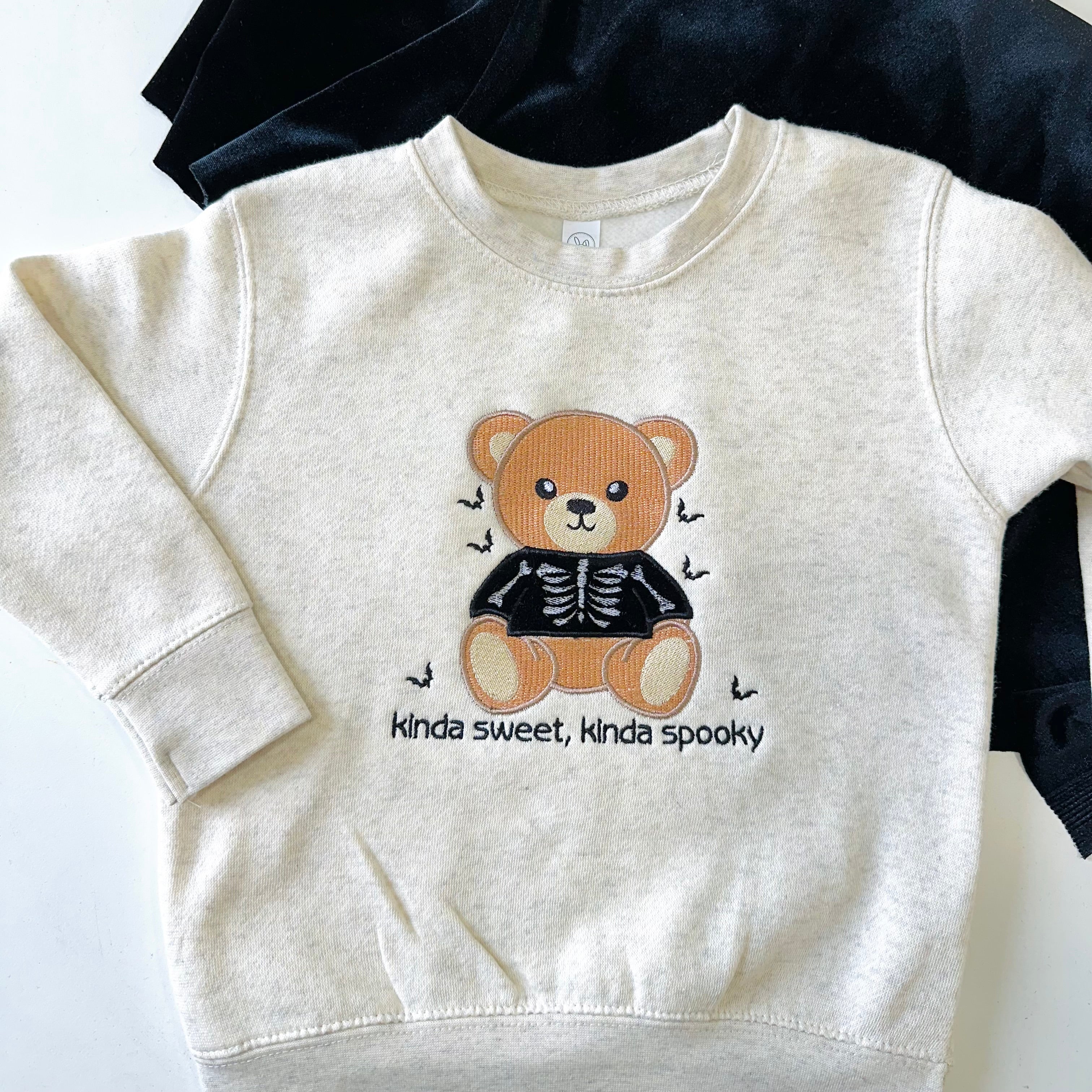 Mini & Me Bones Teddy Embroidered Toddler Sweatshirt