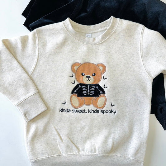 Mini & Me Bones Teddy Embroidered Toddler Sweatshirt