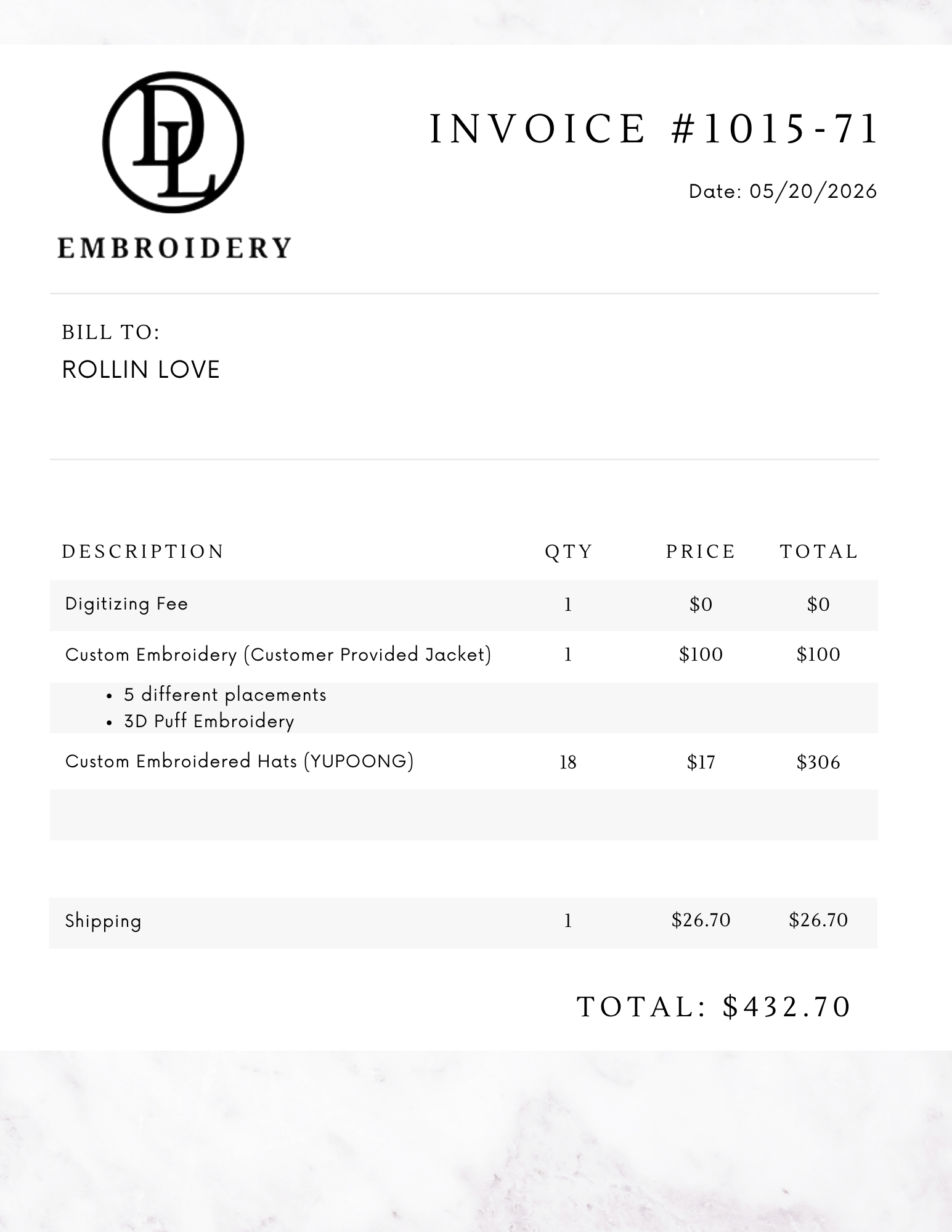 Custom listing for Rollin Love