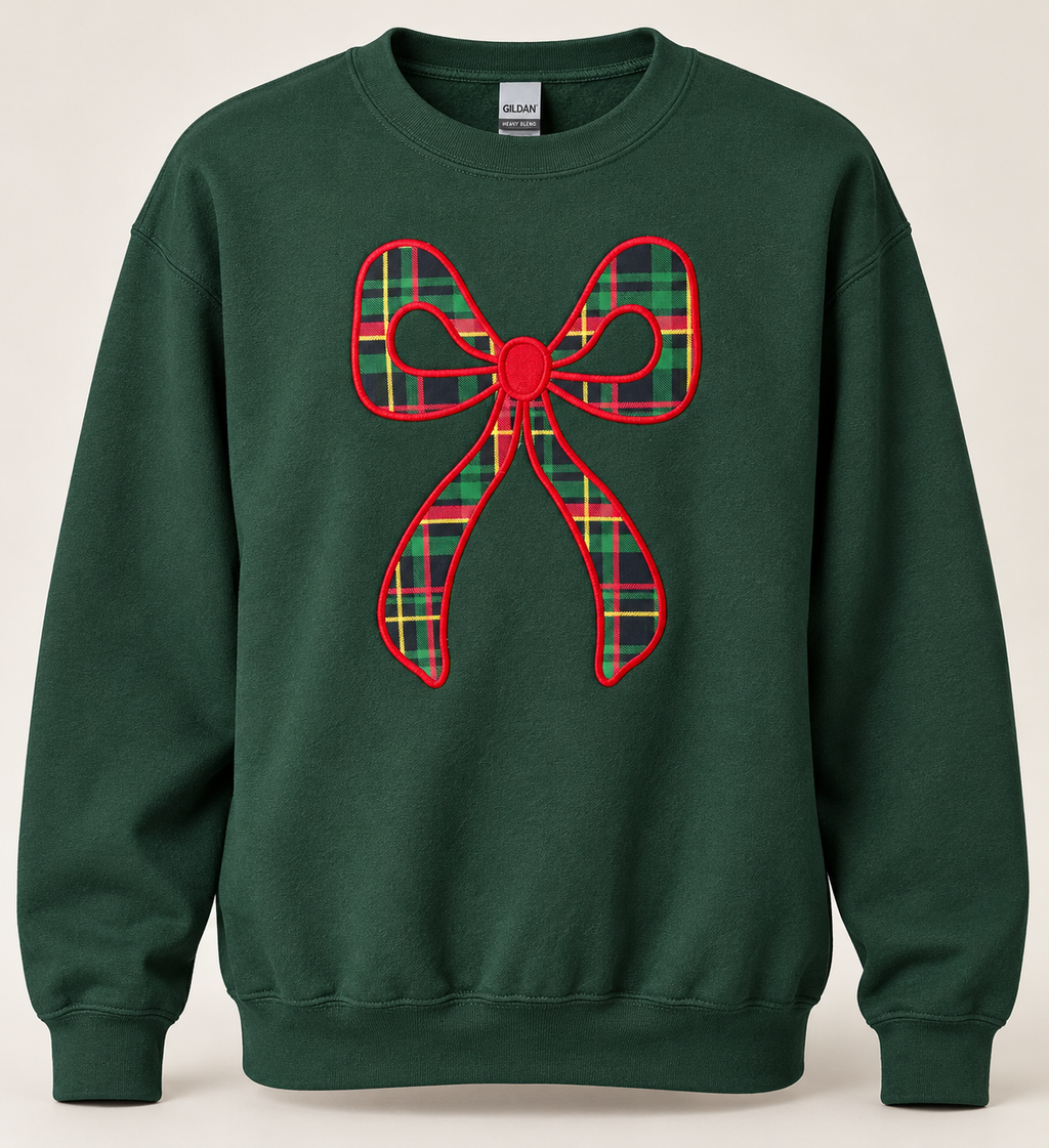Christmas Embroidered Bow Sweatshirt