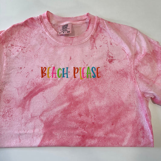 Beach Please Embroidered Tshirt