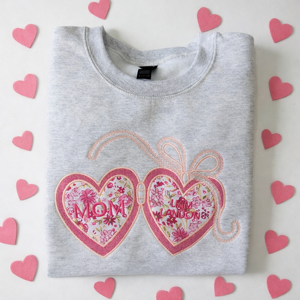 Personalized Mom Sweatshirt with Kids Names Hearts