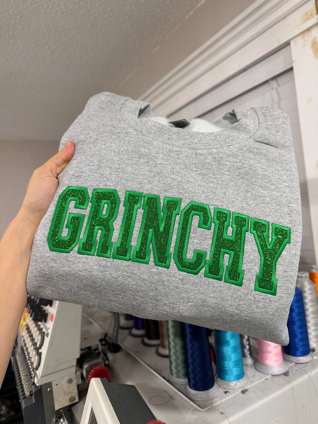 Grinchy Embroidered Sweatshirt